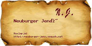 Neuburger Jenő névjegykártya